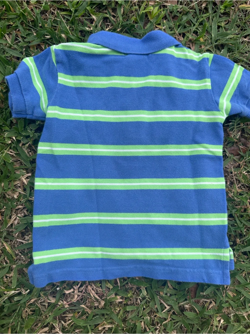Ralph Lauren Blue Baby Polo with Lime Green Stripes 18M